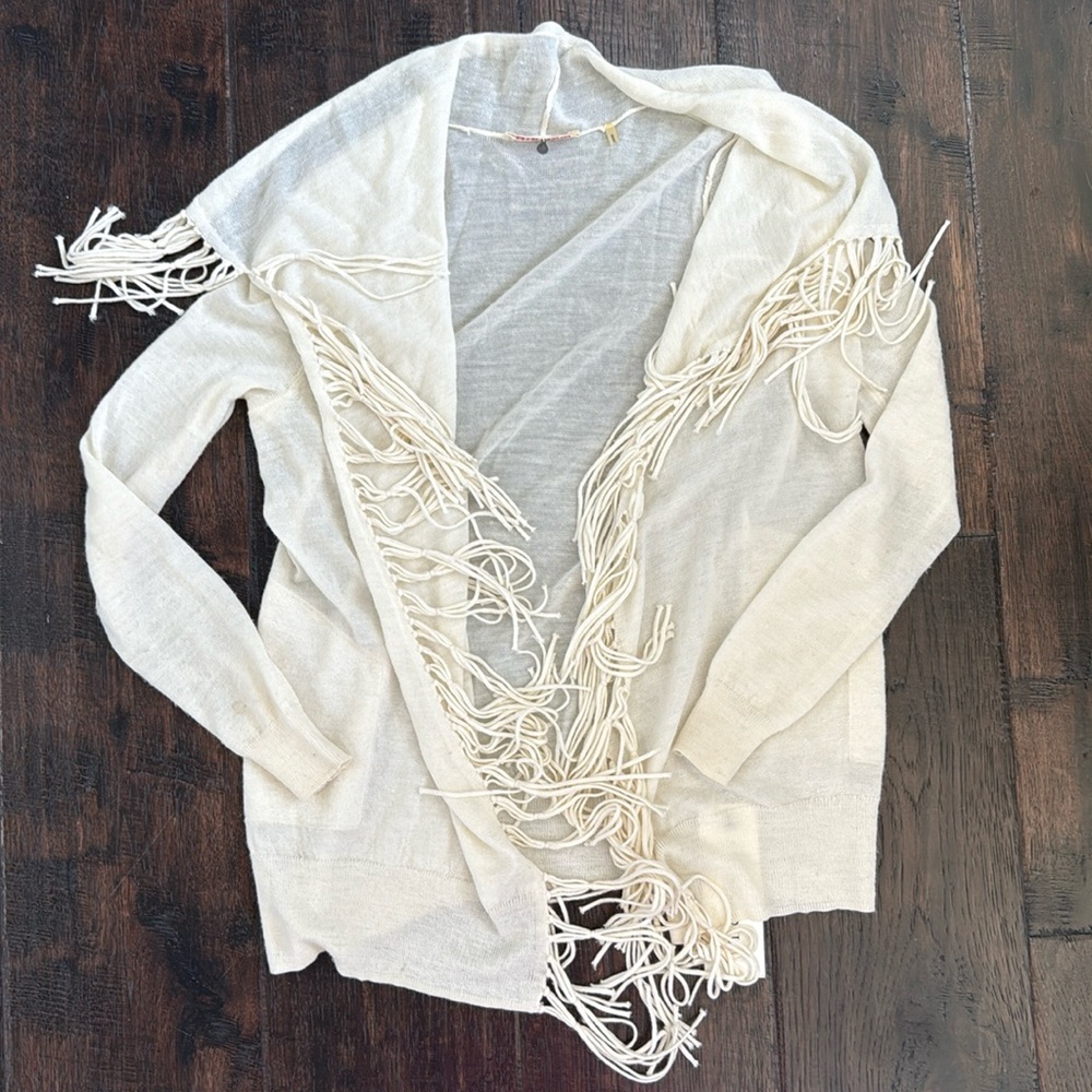 Rebecca Taylor Fringe Cardigan XS White